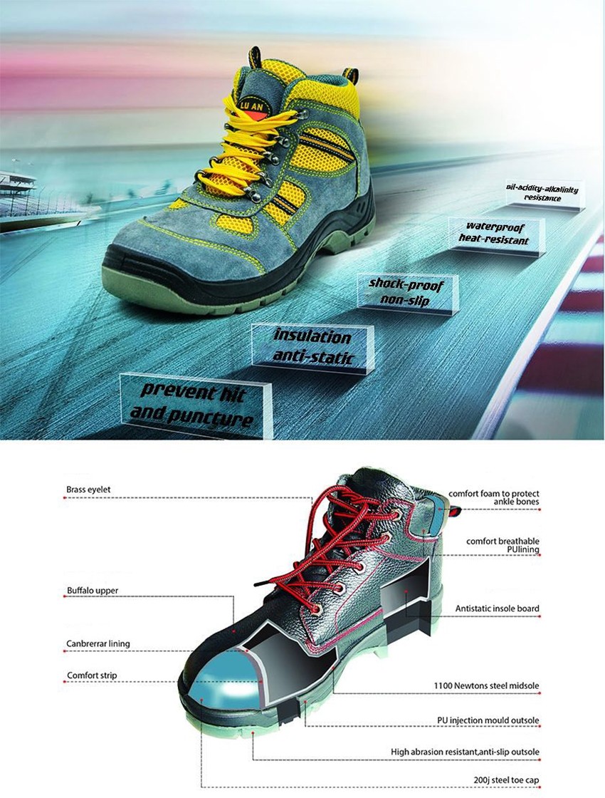 Embossed Cowhide Safety Shoes - Product Details